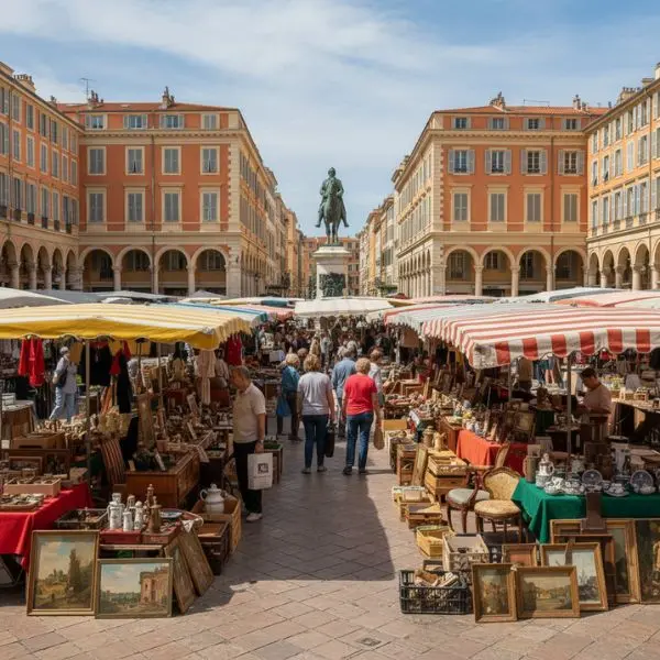 brocante sur une place à Nice