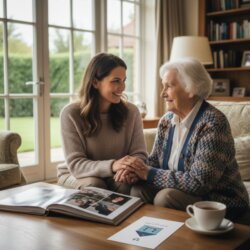 entrée ephad (1) personne âgée avec quelqu'un de sa famille qui passe un moment ensemble