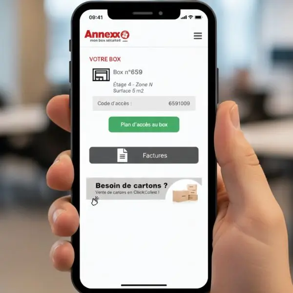 téléphone sur l'espace client dans la main de quelqu'un vu de haut