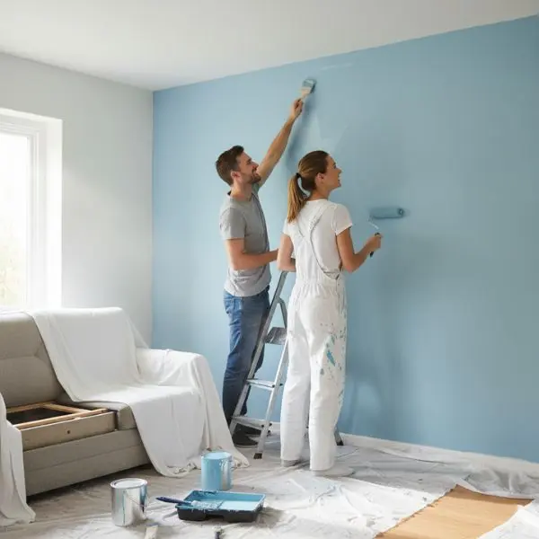 personnes entrain de peindre leur salon