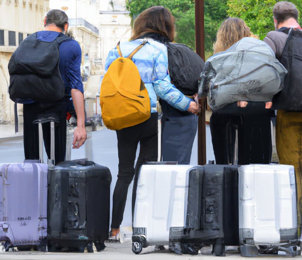 Touriste à Paris avec leurs valises
