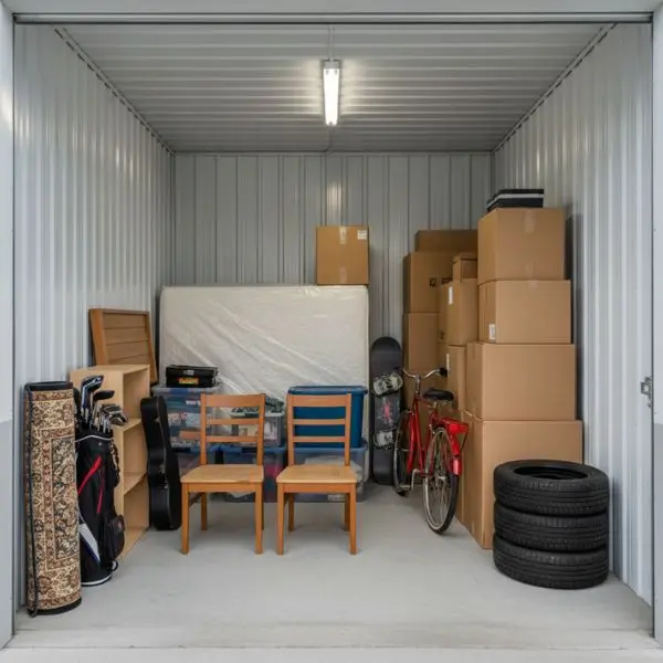 box de stockage remplit d'objets
