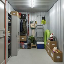 stockage saisonnier box remplit d'affaires de saisons