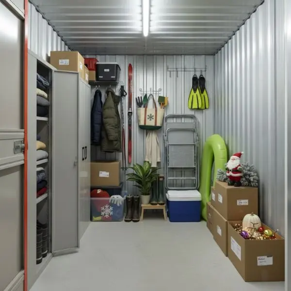 box remplit d'affaires de saisons