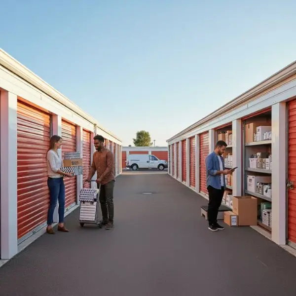 box de stockage avec des personnes