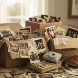 stocker objets de valeur cartons remplient de souvenirs, photos...