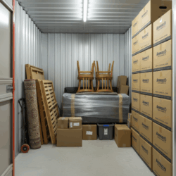 règlement succession box remplit de cartons et de meubles