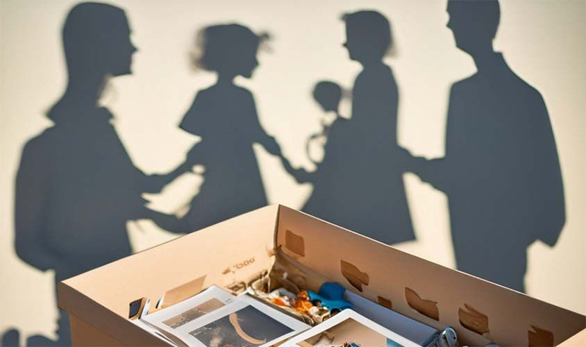 Stockage de souvenir de famille dans un box